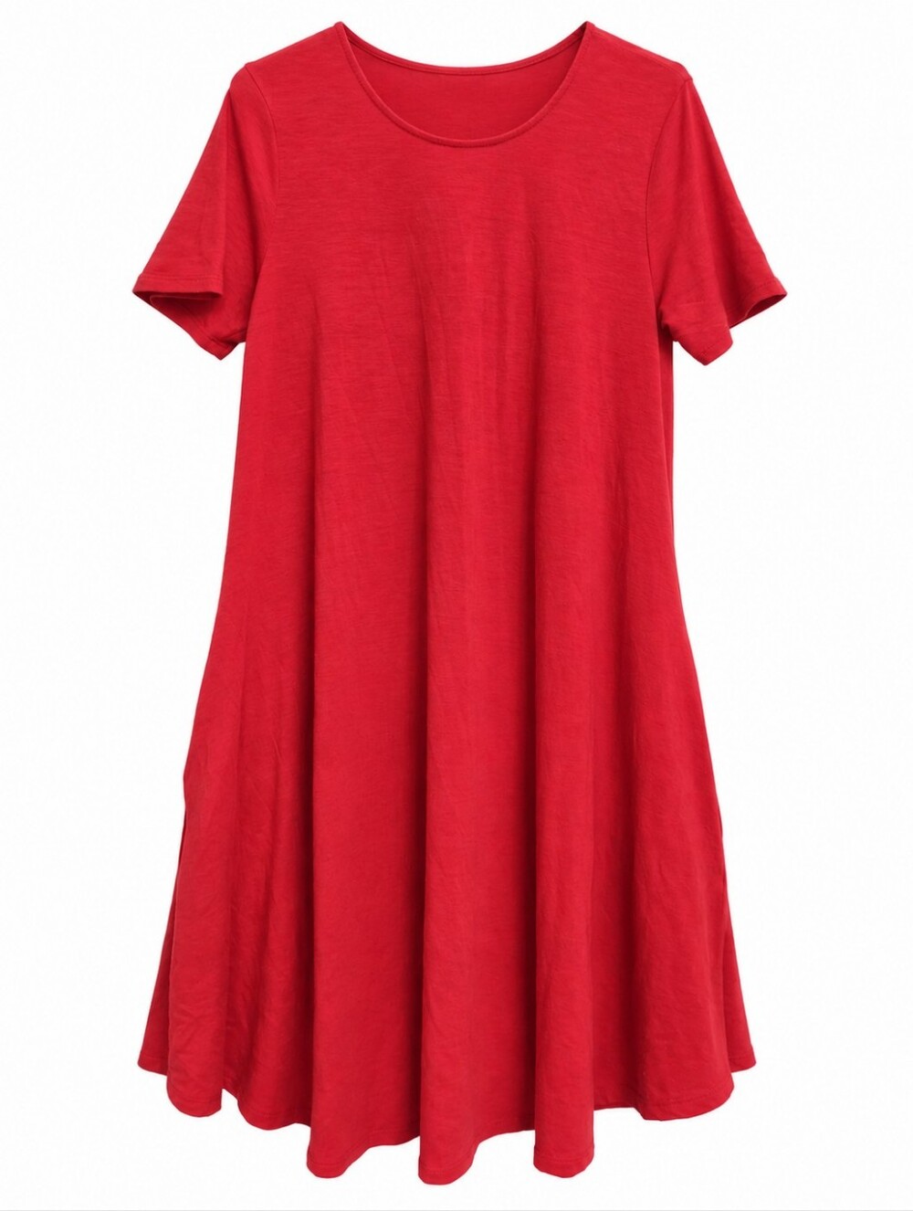 Zenana Red Short Sleeve Swing Dress with Pockets Size M